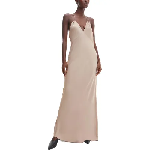 Slip Dress with Crossed Back Straps , female, Sizes: S - Calvin Klein - Modalova