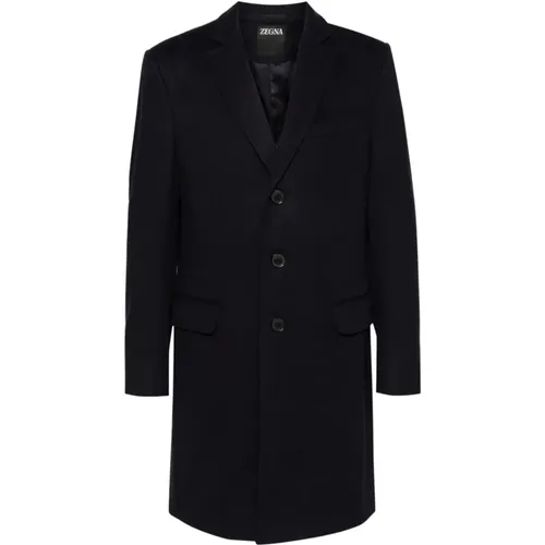 Single-Breasted Coats, male, , Size: L Wool Blend Tailored Coat - Ermenegildo Zegna - Modalova