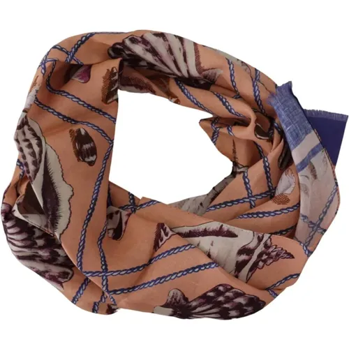 Scarves, male, , Size: ONE SIZE Silk Scarf with Floral Pattern - Beige - Dolce & Gabbana - Modalova