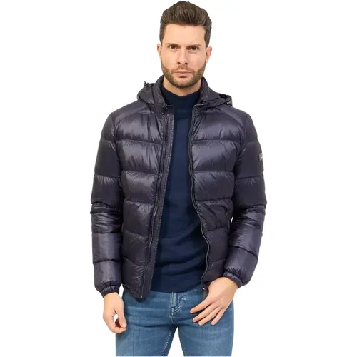 Gesteppte Kapuzenjacke, marineblau , Herren, Größe: 3XL - YES ZEE - Modalova