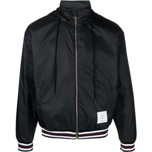 Bomber Jackets, male, , Size: 2XL Ripstop Coat with RWB Stripe - Thom Browne - Modalova