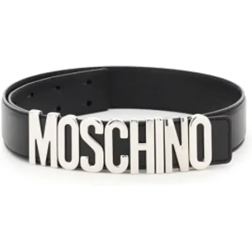 Logo Buckle Leather Belt , male, Sizes: 3XL, 2XL, XL - Moschino - Modalova