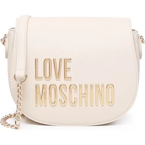 Ivory Shoulder Bag with Gold Details , female, Sizes: ONE SIZE - Love Moschino - Modalova