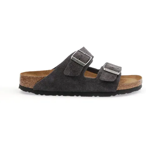 Sliders, male, , Size: 12 US Velvet Grey Suede Sliders - Birkenstock - Modalova