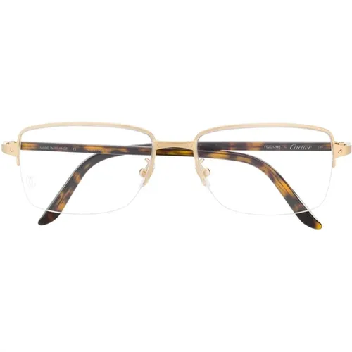 Glasses, male, , Size: 57 MM Gold Optical Frame for Everyday Use - Cartier - Modalova