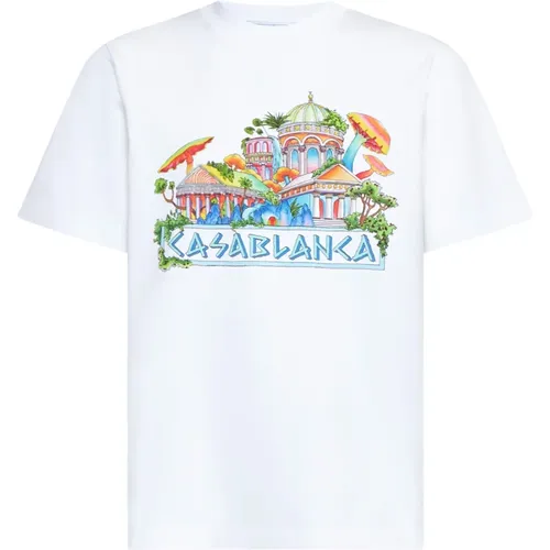 White Cotton T-Shirt with The Road to Knowledge Print , male, Sizes: S - Casablanca - Modalova