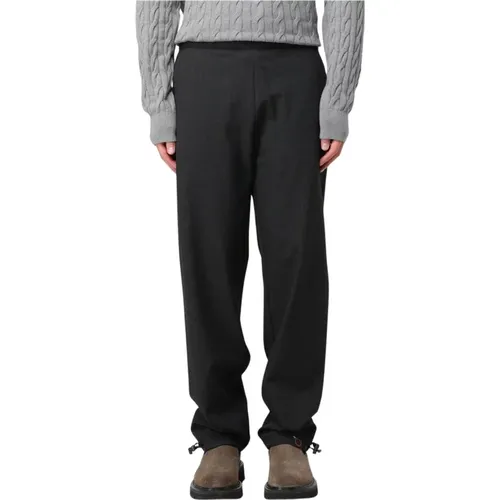 Straight Trousers, male, , Size: S Stylish Grey Drawstring Hem Trousers - Aspesi - Modalova