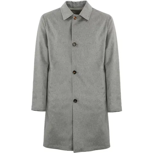 Single-Breasted Coats, male, , Size: 3XL Reversible Grey Cashmere Coat - Kired - Modalova