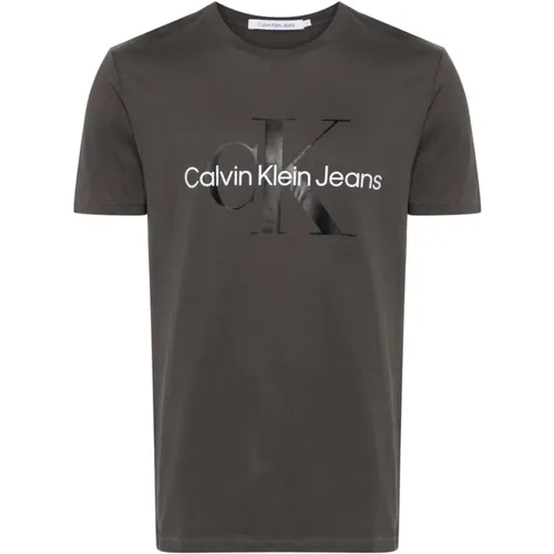 Graue T-Shirts und Polos von Calvin Klein , Herren, Größe: L - Calvin Klein Jeans - Modalova