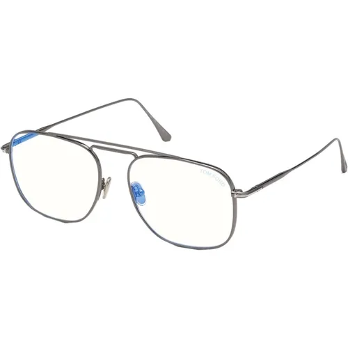 Block Brillengestelle Glänzendes Anthrazit/Blau , unisex, Größe: 56 MM - Tom Ford - Modalova