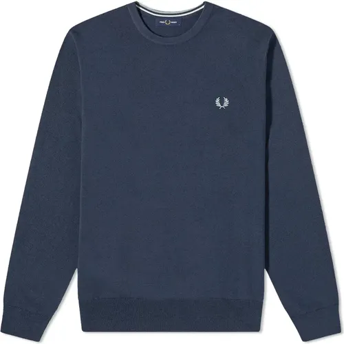 Sweatshirts, male, , Size: M Classic Crew Neck Jumper in Shaded Navy - Fred Perry - Modalova