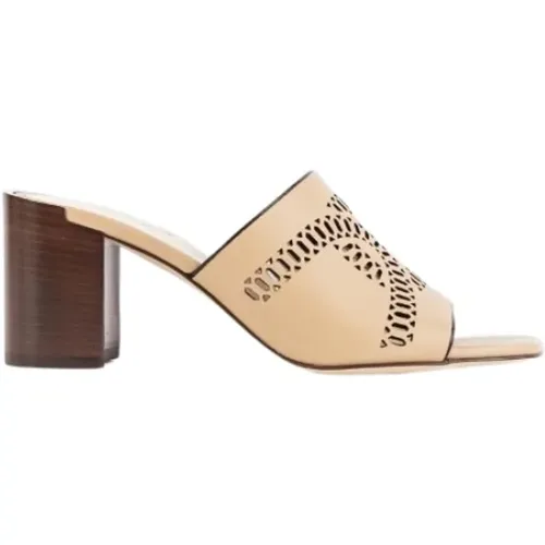 Leather Heeled Mules , female, Sizes: 4 1/2 UK, 3 1/2 UK, 4 UK, 3 UK, 5 UK, 6 1/2 UK, 8 UK, 6 UK, 7 UK, 5 1/2 UK - TOD'S - Modalova