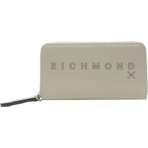 Ivory Hammered Wallet with Zip Closure , female, Sizes: ONE SIZE - John Richmond - Modalova