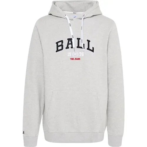 Grey Hoodie Sweatshirt with Cool Logo , female, Sizes: 2XL, XL, L - Ball - Modalova