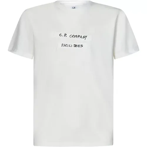 Weiße T-Shirts und Polos mit Grafikdrucken , Herren, Größe: S - C.P. Company - Modalova