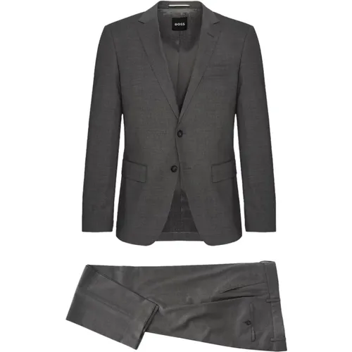 Single Breasted Suits, male, , Size: 2XL Elegant Grey Men's Suit - Hugo Boss - Modalova