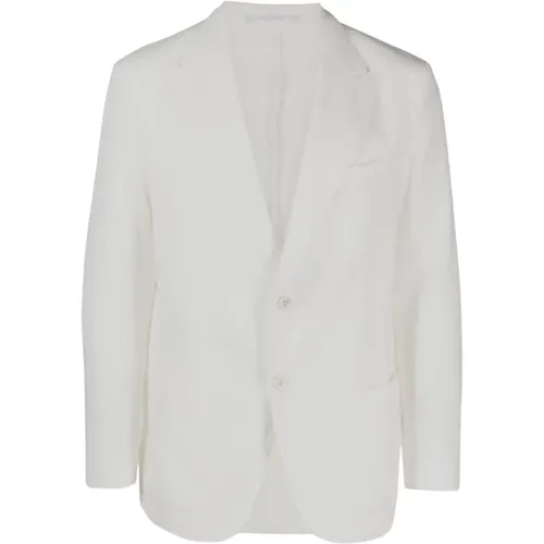 Blazers, male, , Size: 3XL Grey Linen Single-Breasted Jacket - Eleventy - Modalova