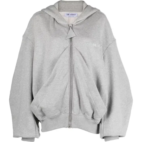 Stilvolle Sweatshirt Kollektion,Grauer Logo-bestickter Baumwollhoodie - The Attico - Modalova