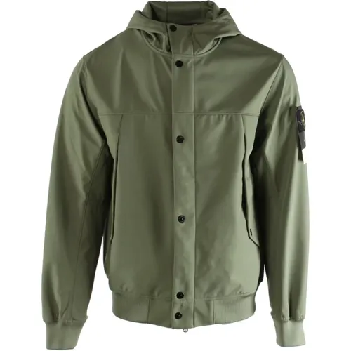 Grüne Softshell Jacke , Herren, Größe: L - Stone Island - Modalova