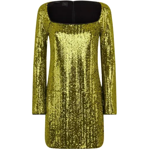 Party Dresses, female, , Size: 2XS Lime Sequin Dress Aubine Style - pinko - Modalova