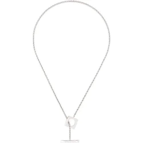 Necklaces, male, , Size: ONE SIZE Silver-tone T-bar Fastening Jewelry - Tom Wood - Modalova