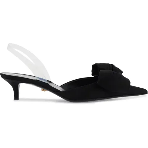 Satin Slingback with Medusa Detail , female, Sizes: 3 UK, 5 UK, 4 UK - Versace - Modalova