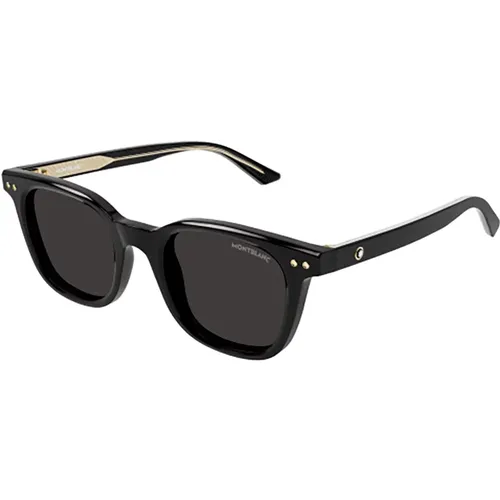 Schwarze Sonnenbrille für Herren , Herren, Größe: 49 MM - Montblanc - Modalova