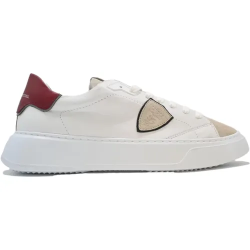 Low Temple Sneakers Mixage Blanc Rouge , male, Sizes: 8 UK - Philippe Model - Modalova