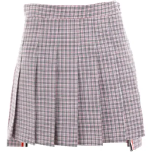 Short Skirts, female, , Size: S Plaid Cotton Pleated Skirt - Thom Browne - Modalova