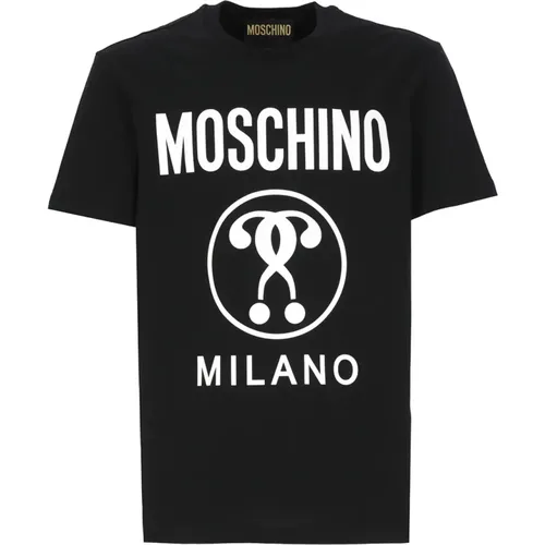 Schwarzes T-Shirt mit Logo-Print - Moschino - Modalova