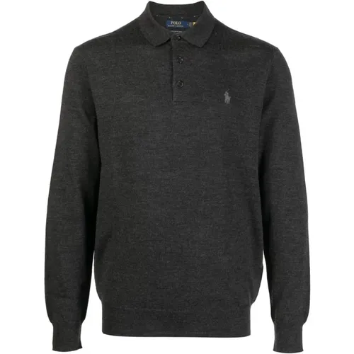 Casual Grauer Wollpullover , Herren, Größe: 2XL - Polo Ralph Lauren - Modalova