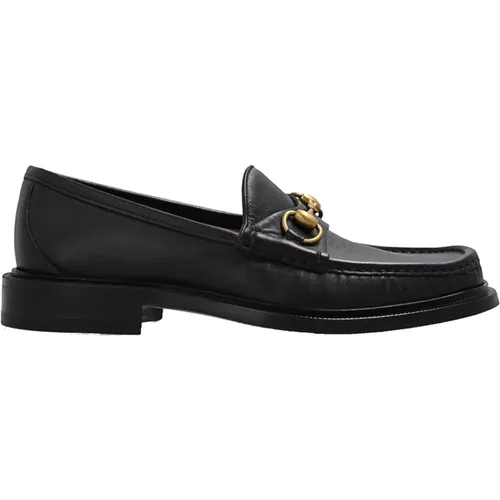 Leather Horsebit Loafers , male, Sizes: 11 UK, 7 1/2 UK - Gucci - Modalova