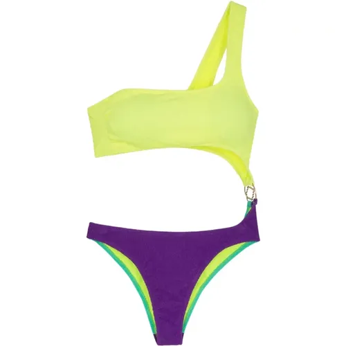 Geprägter Monospalla Trikini mit Seitlichem Accessoire , Damen, Größe: S - Me-Fui - Modalova