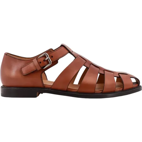 Flat Sandals, male, , Size: 7 US Leather Sandals with Ankle Strap - Church's - Modalova