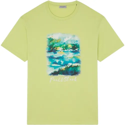 Lime Riviera Print T-shirt , Herren, Größe: S - PAUL & SHARK - Modalova