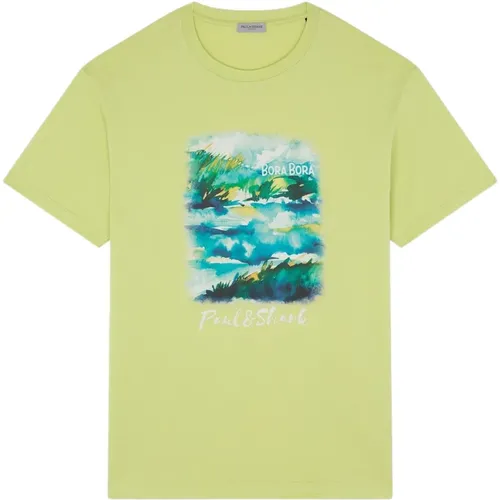 Lime Riviera Print T-shirt , Herren, Größe: XL - PAUL & SHARK - Modalova