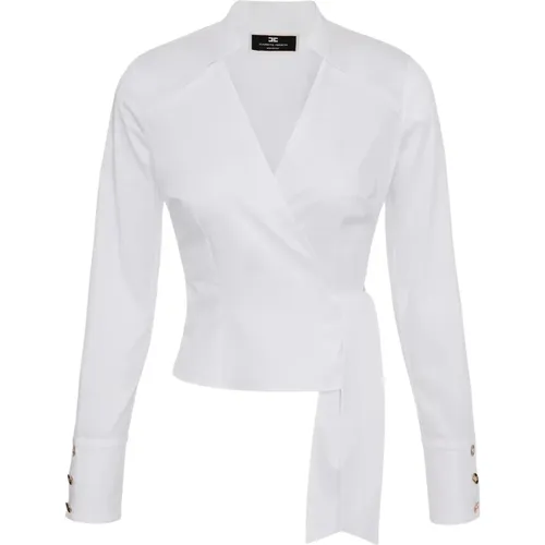 Stretch-Baumwoll-Satin-Shirt - Elisabetta Franchi - Modalova