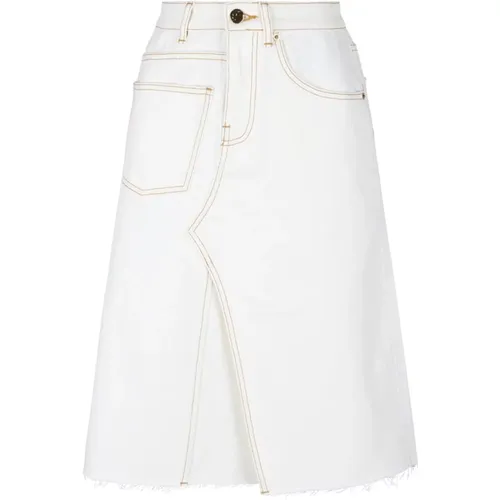 Denim Skirts, female, , Size: 3XS Denim Skirt with Contrast Stitching - TORY BURCH - Modalova