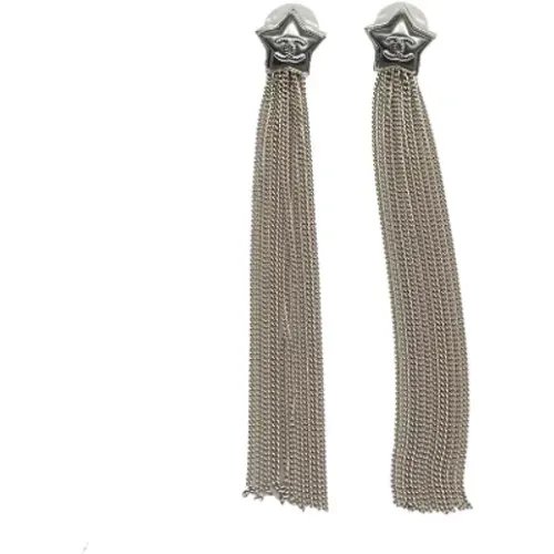 Pre-owned Jewellery, female, , Size: ONE SIZE Pre-owned Silver earrings - Chanel Vintage - Modalova