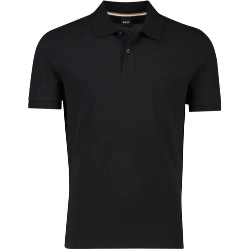 Schwarzes Poloshirt mit kurzen Ärmeln , Herren, Größe: S - Hugo Boss - Modalova