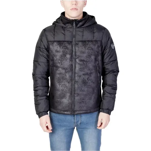 Schwarze Kapuzen-Zipper-Jacke für Männer - Emporio Armani EA7 - Modalova