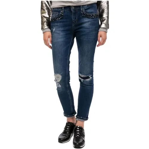 Destroyed Boyfriend Jeans with Jeweled Pockets , female, Sizes: W31, W30 - Liu Jo - Modalova