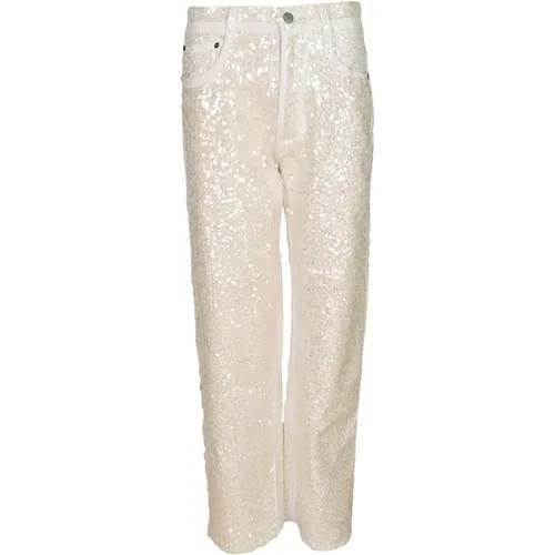 Straight Jeans, female, , Size: S Cream Jeans for Stylish Look - P.a.r.o.s.h. - Modalova