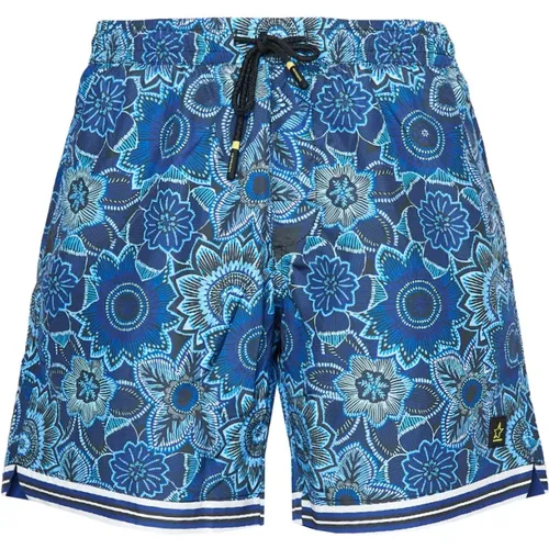 Blau Blumige Boxershorts , Herren, Größe: 2XL - 4Giveness - Modalova