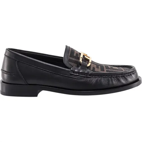 Loafers, male, , Size: 7 US Flat shoes with metal detail - Fendi - Modalova