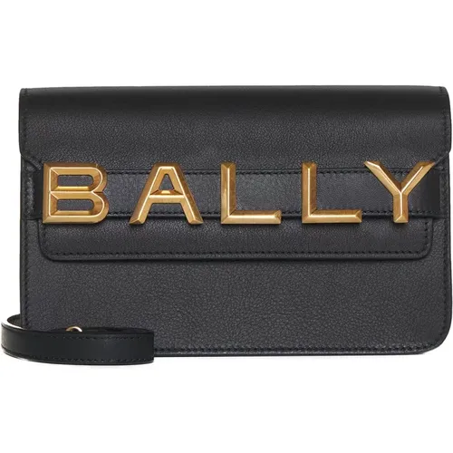 Cross Body Bags, female, , Size: ONE SIZE Leather Shoulder Bag with Gold Logo - Bally - Modalova