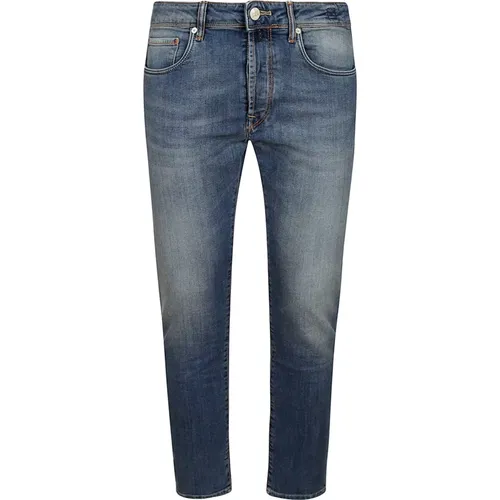 Slim Fit Cotton Jeans with Belt , male, Sizes: W37, W32, W35, W31, W38, W30, W36 - Incotex - Modalova