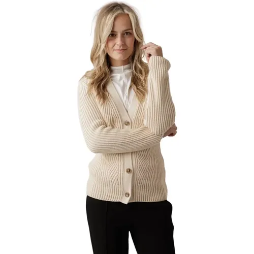 Ivory V-Neck Buttoned Vest , female, Sizes: M, S, XS - closed - Modalova