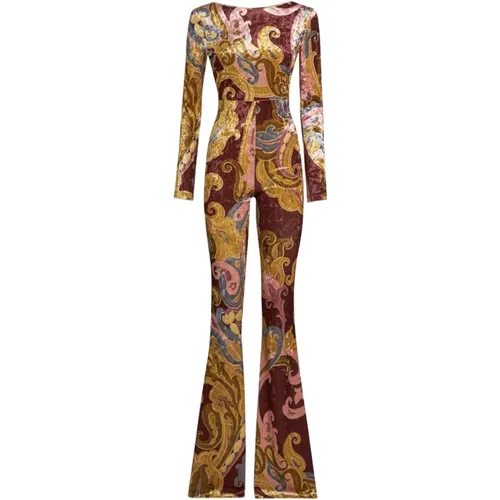 Burgundy Paisley Print Jumpsuit - ETRO - Modalova