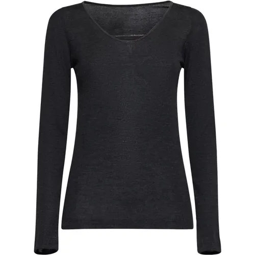 Charcoal Grey Cashmere Silk Sweater , female, Sizes: L - BRUNELLO CUCINELLI - Modalova